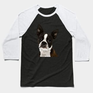 Boston Terrier Illustration Baseball T-Shirt